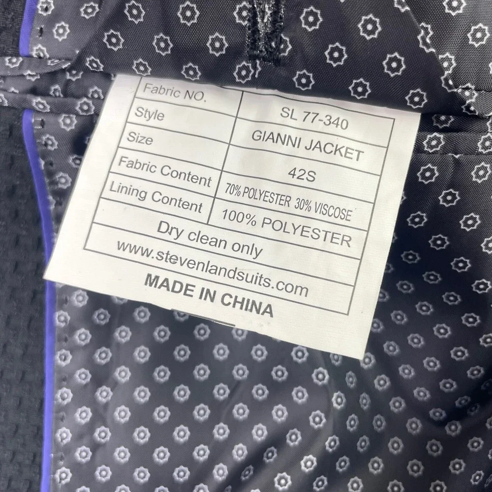 Steven Land‎ Modern Man Black Polyester Gianni Jacket Size Mens 42S NWT